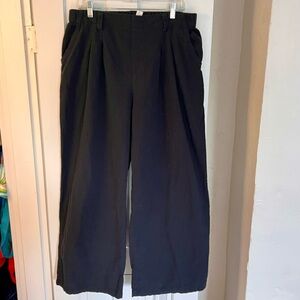 Women's Black Wide-Leg Linen Trouser Pants
